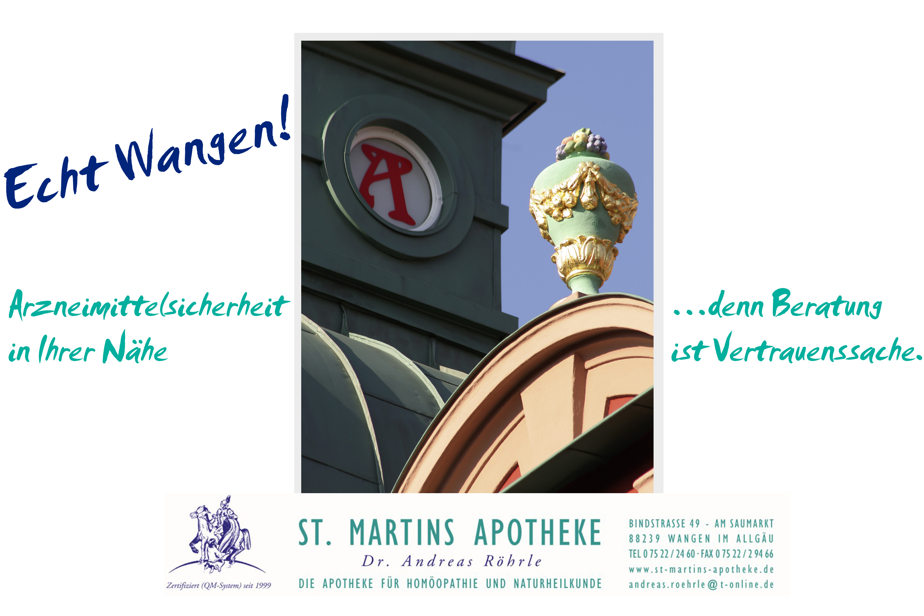 Wir in Wangen: St. Martins Apotheke in Wangen im Allgäu, Bild mit Text